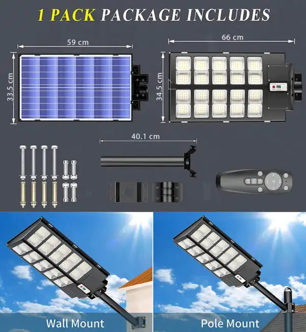 1+1 Utcai LED Napelemes Lámpa 1500W